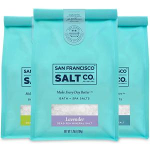 imageDead Sea Salt Mineral Bath Salts Variety 3 Pack Pure Unscented Dead Sea Salt Lavender Dead Sea Salt and Eucalyptus Dead Sea Salt 175 lb Bag of Each by San Francisco Salt Company