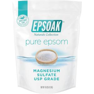 imageEpsoak Epsom Salt 10 lb Magnesium Sulfate USP Qty 1 x 10lb Bags Resealable Epsom Salt Bulk Bags Unscented Made in The USA CrueltyFree Certified