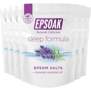 imageEpsoak Epsom Salt 12 lb Magnesium Sulfate USP Qty 6 x 2lb Bag Lavender Sleep Formula Resealable Epsom Salt Bag Made in The USA CrueltyFree Certified