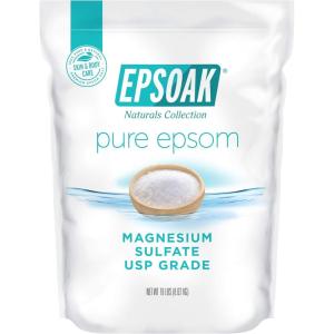 imageEpsoak Epsom Salt 19 lb Magnesium Sulfate USP Resealable Epsom Salt Bulk Bags Unscented Made in The USA CrueltyFree Certified304 Ounce Pack of 1