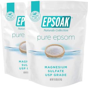 imageEpsoak Epsom Salt 19 lb Magnesium Sulfate USP Resealable Epsom Salt Bulk Bags Unscented Made in The USA CrueltyFree Certified304 Ounce Pack of 2