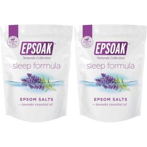 imageEpsoak Epsom Salt 2 lb Magnesium Sulfate USP Qty 1 x 2lb Bag Lavender Sleep Formula Resealable Epsom Salt Bag Made in The USA CrueltyFree Certified80 Ounce Pack of 2
