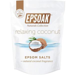 imageEpsoak Epsom Salt 2 lb Magnesium Sulfate USP Qty 1 x 2lb Bags Resealable Epsom Salt Bulk Bags Unscented Made in The USA CrueltyFree CertifiedRelaxing Coconut