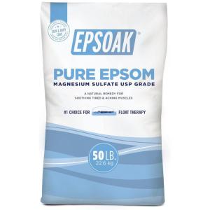 imageEpsoak Epsom Salt 50 lb Bulk Bag Magnesium Sulfate USP for Float Tank Unscented Made in The USA CrueltyFree Certified