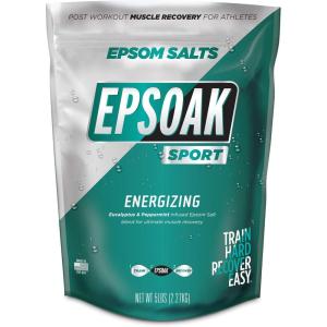 imageEpsoak Sport Epsom Salt Soak for Athletes  FastDissolving Magnesium Sulfate with Eucalyptus ampamp Peppermint Oils  Energizing Muscle Relief ampamp PostWorkout Recovery  5 lbs Made in USAEnergizing  5 lb Bulk Bag
