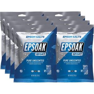imageEpsoak Sport Epsom Salt for Athletes  Unscented Qty 8 8 oz Pouches